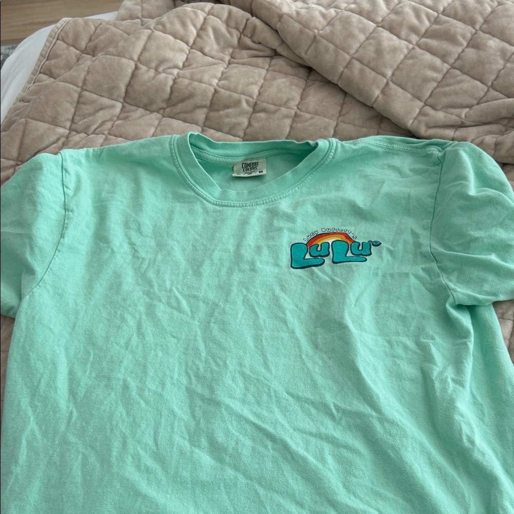Comfort Colors Seafoam Tee with Rainbow Graphic